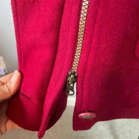 Vintage Machintosh New England Red Wool Barn Chore Coat with Suede Collar - Picture 7 of 15